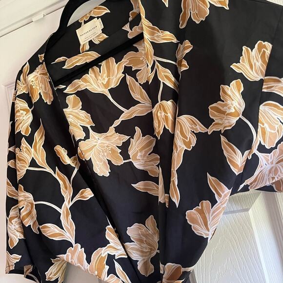 Estate Dark Floral Black and Gold Long Flowy Women's Duster Kimono Cardigan 6 - Picture 7 of 10